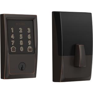Schlage Encode Smart Wi-Fi Deadbolt Lock with Touchscreen Keypad, Keyless Front Door Entry, App Control, Alexa, Google Home and Airbnb Compatible, Aged Bronze, BE489WB CEN 716