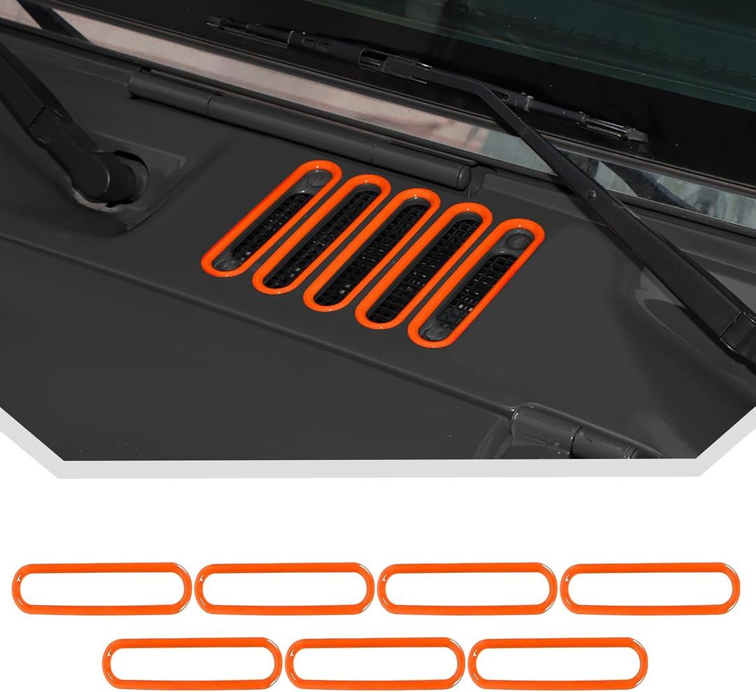 JeCar Orange Exterior Hood Vent Cover Panel Vent Trim Fit for 2007-2018 Jeep Wrangler JK JKU 2/4-Door Accessories
