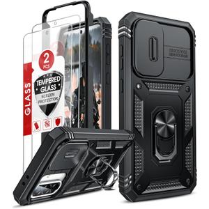 LeYi for Galaxy A36-5G Phone Case: Compatible for Samsung Galaxy A36 5G Case with 2 X Screen Protector, Military-Grade Shockproof, Magnetic Kickstand para Cell Phone Samsung A 36 5G Cover, Black