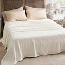 Bedsure GentleSoft 100% Cotton Blanket King Size for Bed - Breathable and Lightweight, Soft Cozy Textured Herringbone Woven Blanket for Summer, Cream, 108x90 inches
