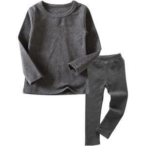 Little Kids Long Johns Thermal Underwear Set 2PC Crewneck Tops and Bottom Toddler Boys Girls Pajamas Warm Jammies, (Gray, 5T)