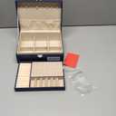 Jewelry Organizer Box PU Leather Jewelry Box for Girls Womens Earring Organizer Boxes 2 Layer Large Jewelry Storage Case Removable Tray for Necklace Earring Ring with Polishing Cloth and Jewelry Bags (Royal blue)