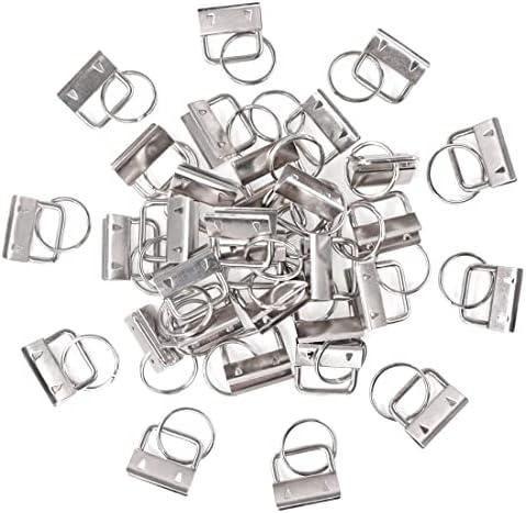Swpeet 45Pcs Sliver 1 Inch Key Fob Hardware with Key Rings Sets, Perfect for Bag Wristlets with Fabric/Ribbon/Webbing/Embossed and Other Hand Craft - 25mm