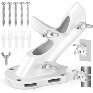 Flag Pole Holder, Anovo Flag Pole Brackets Mount Outside House Heavy-Duty Aluminum Metal Rust Proof Bracket 1" Inner Diameter 2 Positions with Hardwares for Outdoor Wall Mounting Porch( White-1 Pack)