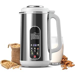 Stainless Steel Automatic Nut Milk Maker Machine, 40.5oz, 8 In 1 for Cashew, Oat, Coconut, Soy, Juice, and Dairy Free Beverages, with 24 Hours Timer (White)