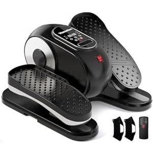 Under Desk Elliptical Machine, Leg Exerciser as Seen on TV While Sitting for Senior with Remote Control, Portable & Quiet Pedal Exerciser with 12 Adjustable Speed, Black