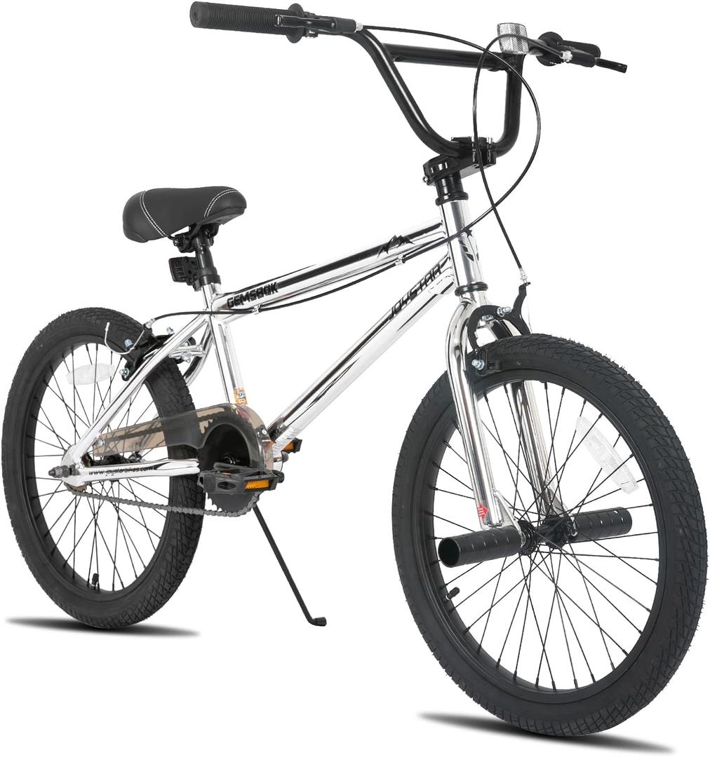 JOYSTAR Gemsbok 20 Inch Kids Freestyle BMX Bike for Boys Girls Ages 7-12 Years, 20" Kids Bicycles for Beginner Level Riders, Dual Hand Brakes, 2 Pegs, Multiple Colors (Silver)