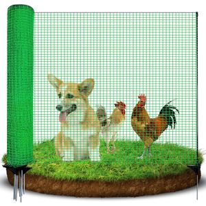 Temporary Fence with Posts, 3'x50' Plastic Fencing Garden Fence Animals Barrier with Fiberglass Stake Windbreak Rope, Portable Snow Fences, Fencing for Dogs Outdoors Backyard (Green)