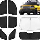 KUST Car Window Shades for Ford Bronco Sport 2021-2025 2026 Windshield Sun Shade Side Window Cover UV Block Privacy Protection Accessories for Camping Blackout Rear Back Full Set 8PCS