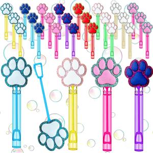 24 Pcs Paw Print Bubble Wands Pet Dog Puppy Birthday Party Favors, Goodie Bag Stuffers, Piata Fillers & Party Supplies for Themed Gatherings & Celebrations