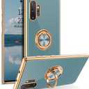 DUEDUE for Samsung Galaxy Note 10 Plus Case with Ring Holder Kickstand 360 Degree Rotation Magnetic Car Finger Soft TPU Slim Cover Shockproof Protective Phone Case for Samsung Note 10 Plus, Gray Green