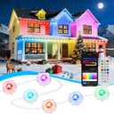 Permanent Outdoor Lights, 100ft RGB+IC Smart Eave Light with 72 LED Lights, IP67 Waterproof, App/Remote Control, Outdoor Christmas Lights, DIY Light for House New Year Decorations (White)