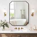 Vanity Bathroom Mirror, 24" x 30" Black Scalloped Mirror for Wall
