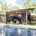 4-Panel Gazebo Curtain, 1214ft Waterproof Outdoor Privacy Panels with Zipper, Designed for Patio & Backyard Gazebo Tent (Curtain Only)