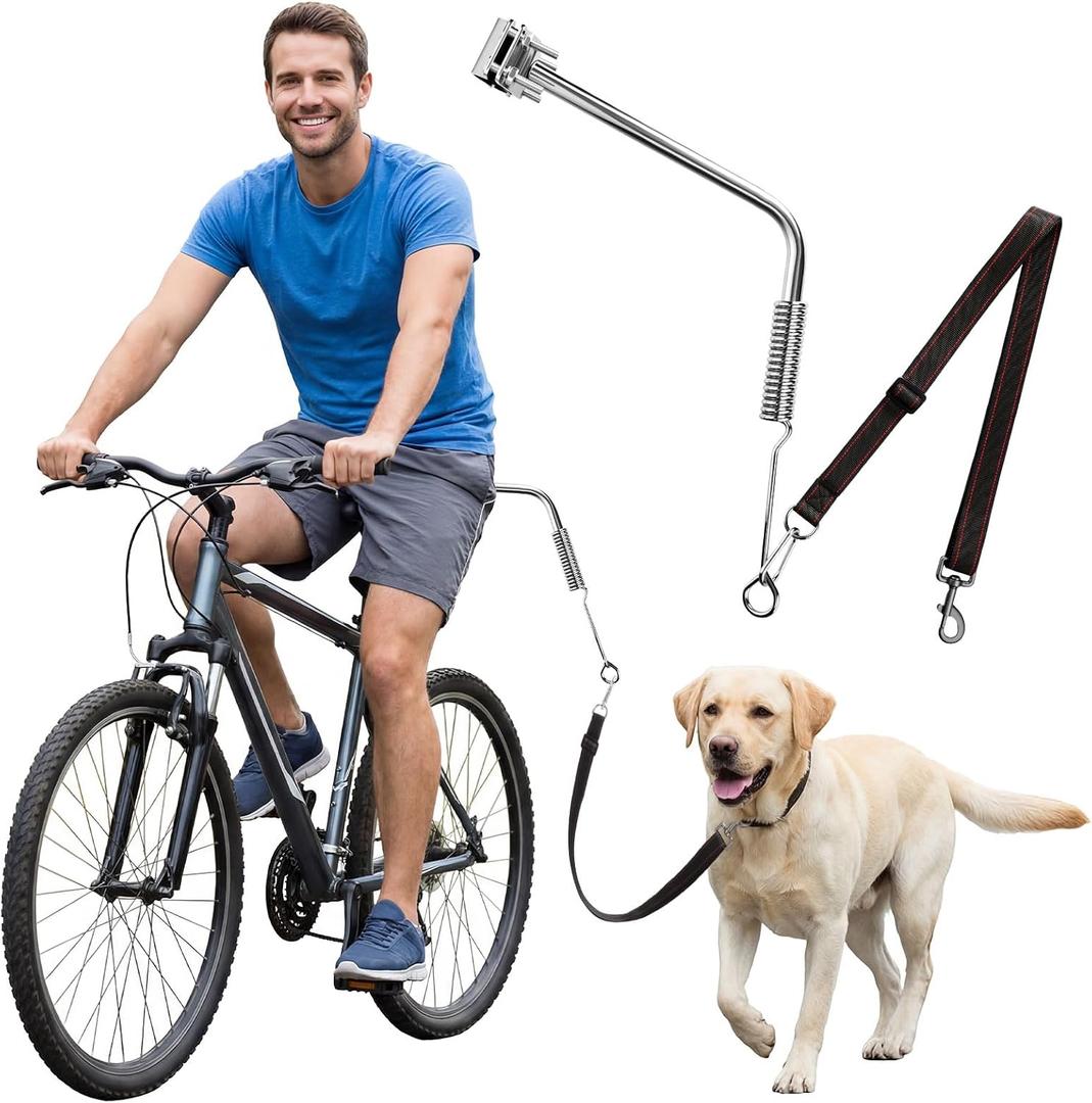 Aliceset Dog Bike Leash with Shock Absorbing Buffer, Hands Free Heavy Duty Dog Bike Attachment, Adjustable Running Leash for Pet Walking Cycling Safe Outdoor Exercise