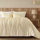 EVERGRACE Tencel Lyocell Cooling Duvet Cover Set King Size 3 Piece, 100% Natural Eucalyptus Lyocell Fiber from Austria, Luxury Silky Soft Comforter Cover with 2 Shams, Cream White, 90"x104"