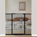 51.18" Extra Tall Pet Cat Gate for Doorway 48.5"-56.2" Wide Auto Close Tall Dog Gate No Drilling Pressure Mounted for Hallway Kitchen,Black