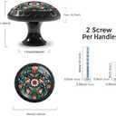 4 Pack Norwegian Rosemaling Folk Style Green Flower Cabinet Knobs Round Drawer Pulls Black Dresser Knob Cupboard Door Handles Hardware for Kitchen Bathroom Cabinets