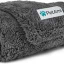 PetAmi Fluffy Waterproof Dog Blanket for Medium Dogs, Soft Warm Pet Sherpa Throw Pee Proof Couch Cover, Reversible Cat Puppy Bed Blanket Sofa Protector, Plush Washable Pad (Grey, 29x40)