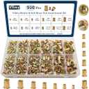 Metric & SAE Rivet Nut Assortment Kit(920 Pcs), M3 M4 M5 M6 M8 M10#6-32#8-32#10-24 1/4"-20 5/16"-18 3/8"-16 UNC Flat Head Rivnut Set, Zinc Plated Finish Carbon Steel Nutsert