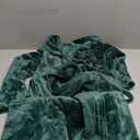 RONGTAI Womens Robes Plush Fleece Emerald Green Hooded Bathrobe Thick Nightgown with Pockets Fluffy Sleepwear X-Large