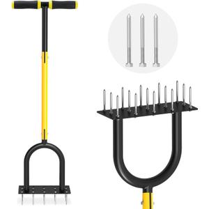 Lawn Aerator Tool - Grass & Soil Aerator for Lawn & Yard Care, Durable Manual Lawn Aerator for Healthy Grass, Compact Soil & Easy-to-Use Spike Plug Aerator