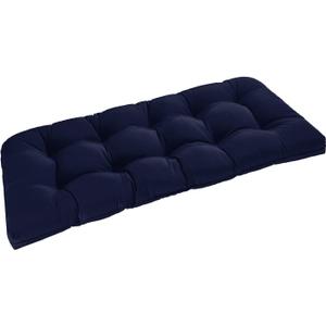 downluxe Outdoor Bench Cushion for Patio Furniture, Water Resistant Tufted Overstuffed Porch Swing Cushions, Thick Outdoor Loveseat Cushions, 48" X 18" X 5", Navy, Set of 1