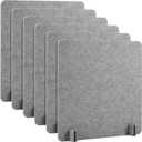 Kisston 6 Pack Acoustic Desk Divider Desk Partition 24 x 24" Stand Up Freestanding Desk Privacy Panel Noise and Visual Distractions Reducing Table Divider for Student Reception Area Office(Light Gray)