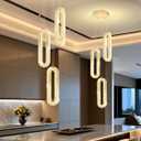 Modern Pendant Light for Kitchen Island Crystal Ring Chandelier Gold LED Pendant Lighting Fixture for Dining Room Kitchen Living Room Foyer Hallway Bedroom (3 Rings New)