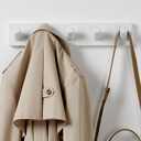 LARHN Wall Mounted Coat Rack, White with 5 Heavy-Duty 1" Diameter Hooks, 16.5" - Wall Hook Rack - Modern Scandinavian Home Decor