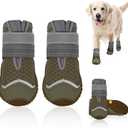 SlowTon Dog Shoes for Large Small Medium Dogs - Breathable Dog Boots for Summer Hot Pavement, Paw Protector for Outdoor Walking Winter Snow, Anti-Slip Rubber Dog Booties for Hardwood Floor (LBR, 8)