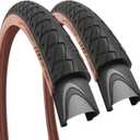 Fincci Pair 26x1.95 Bike Tire - Slick City 26 inch Bike Tires - 50-559 Black Foldable Mountain Bike Tires with Kevlar - 26" Wheelset for Electric, Folding Road bikes, Bike Trainer MTB Accessories Leno