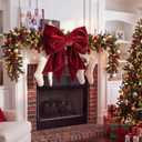 23"x15" Thick Large Velvet Bow for Christmas Tree Topper, Burgundy, 25 × 15 Inch