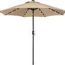 Yaheetech 9FT Solar Powered Patio Umbrella - UV Protection Market Table Umbrella w/ 32 LED Lights & Push Button Tilt & Crank Lift System for Garden/Lawn/Deck/Backyard/Pool,Tan