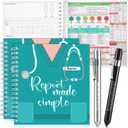 Pajean 4 Pcs Nurse Report Sheet Notebooks with Medical Pens Light Made Simple Pocket Journals Spiral Essentials Notepads for Nurse Appreciation Gifts Rn Student Clinical Supplies(Wide)