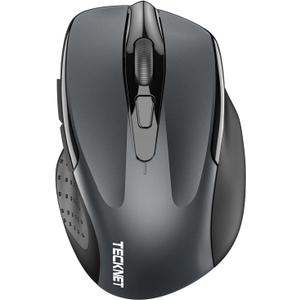 TECKNET Wireless Mouse (2.4G & BT5.0/3.0) Silent 4800 DPI Computer USB A & Bluetooth Mouse 6 Buttons, Wide Compatibility  Grey