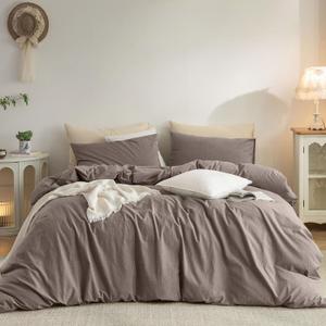 Duvet Cover Set 100% Washed Cotton Linen Feel Twin