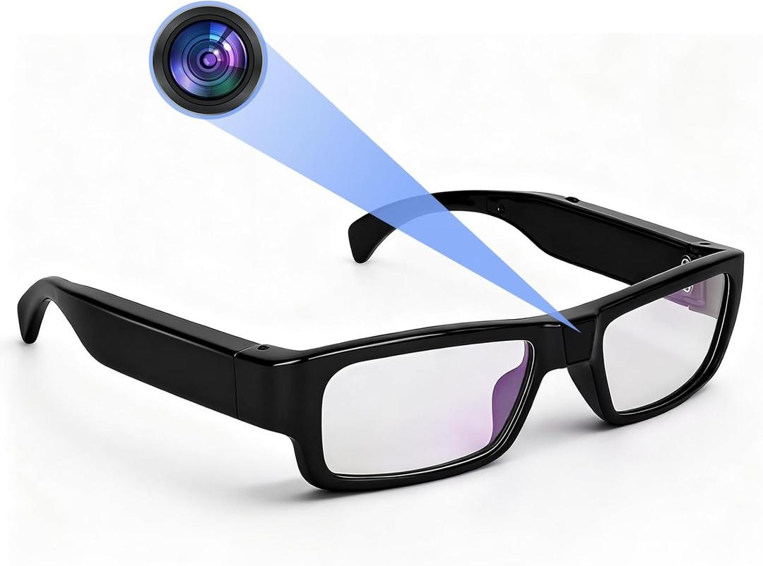 Smart Glasses with Camera - 1080P HD Video Recording and Photo Taking, 64GB Memory Card Video Camera Glasses for Men Women Indoor Outdoor Cycling Hiking Travel, No Bluetooth NO WiFi No App