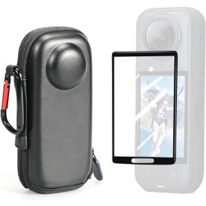 Screen Protector+Carrying Case for Insta 360 X5/360 X4, Protective Storage Bag with Carabiner,Portable Traveling Accessories for Insta360X5
