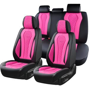 Coverado Auto Seat Covers, Car Seat Covers Full Set, Rose Car Seat Cover, Driver Seat Covers Front Seats Rear Seat Cover, Luxury Car Seat Cushion,Leather Seat Cover Seat Protector Fit for Most Cars