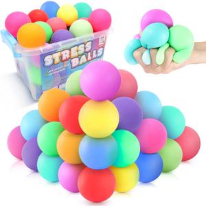 Slow Rising Stress Ball 24 Pack, Stretchy Fidget Ball for Anxiety Stress Relief, Hand Therapy Sensory Squishy Ball, Pull Stretch Fidget Toy for Students, Classroom Prize Box Toys, Small