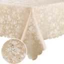 Smiry Rectangle Table Cloth, Waterproof Heavy Duty Vinyl Tablecloths, Wipeable Washable Table Cover for Kitchen and Dining Room (Beige, 60" X 84")