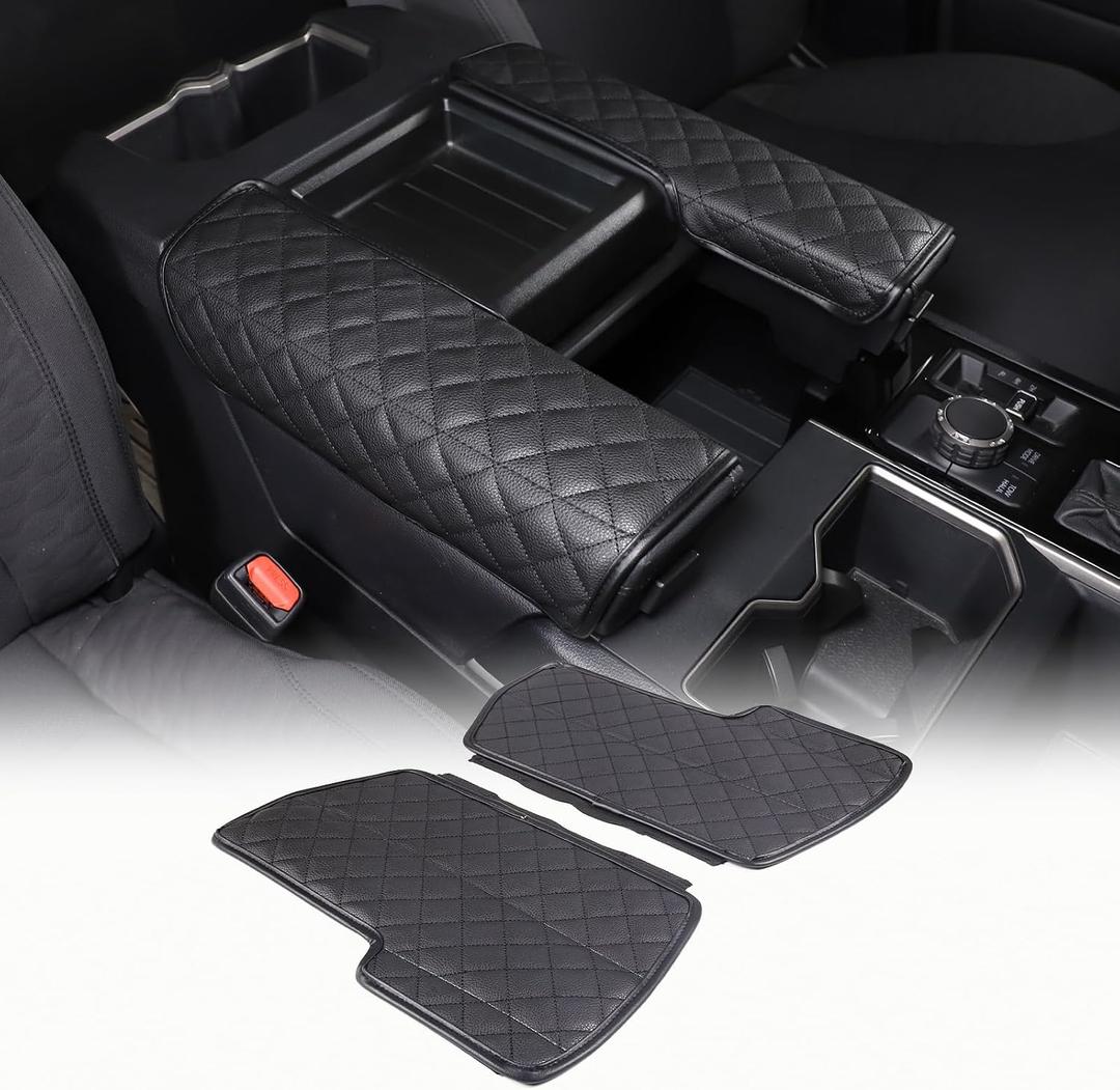 CHEAYAR Center Console Armrest Box Cover Kit Compatible with Toyota Tundra 2022 2023 2024 2025 Toyota Sequoia 2023 2024 2025, Console Armrest Cushion Automotive Customized Cushion (Black)