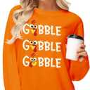 AOBUTE Womens Christmas Long Sleeve Sweatshirts Xmas Printed Casual Tops (Orange, XXL)