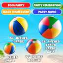 Bedwina 4-Pcs Assorted Inflatable Beach Balls - Rainbow Beach Balls for Kids in 6", 12", 16", 24" Sizes - Colorful Blow Up Pool Toys for Beach Games, Summer Party Decor & Outdoor Fun