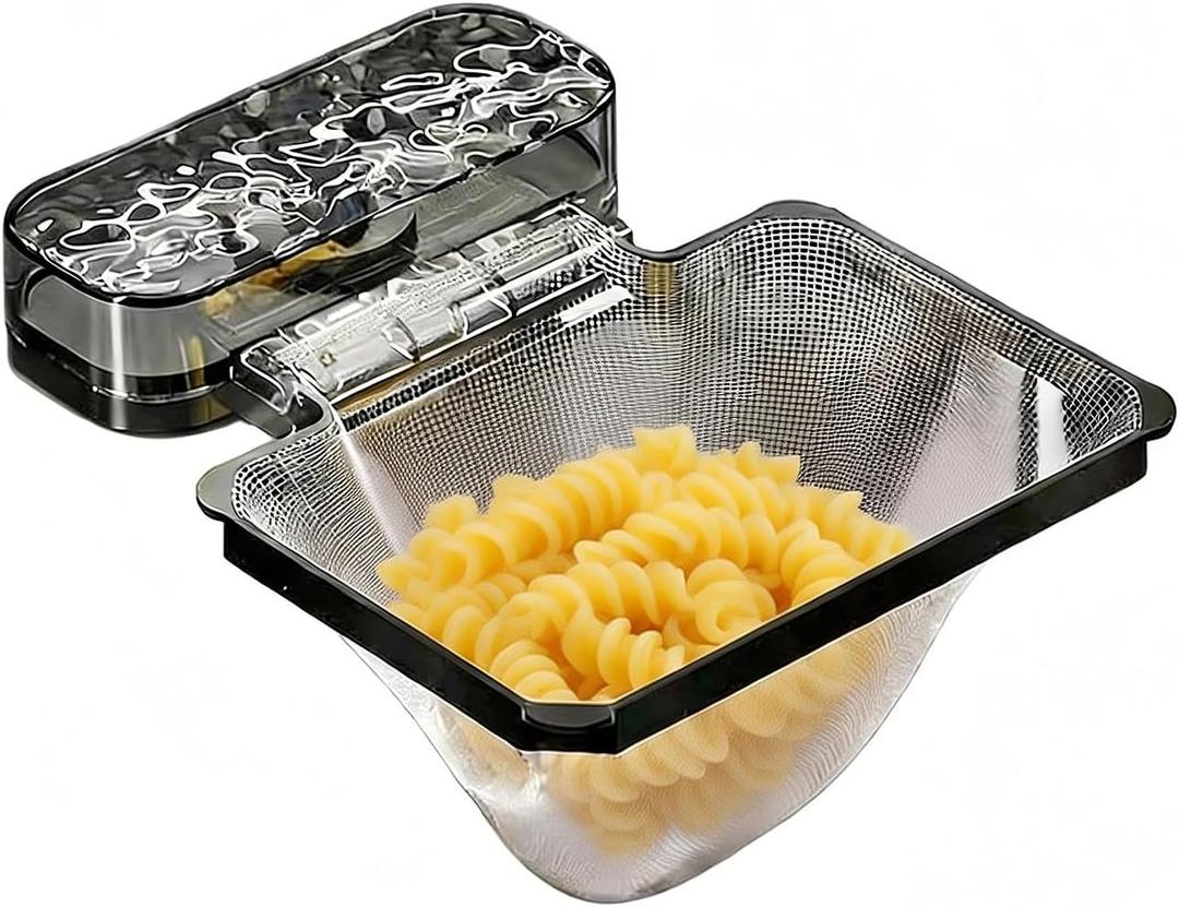 Sink Food Catcher Food Catcher for kitchen sink,Foldable Kitchen Sink Strainer basket Reusable Sticky Suction Cup for Food Waste Filter & Fruit Vegetable Drying Rack (100pcs Disposable Mesh Bags) (Black)