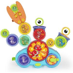 STEM Gears Toys for Kids Ages 3+, Creative Learning Building Blocks, 13Pcs Educational Construction Toy Set, Electric & Manual Dual Mode, Versatile Gear Playset Gift for Boys & Girls