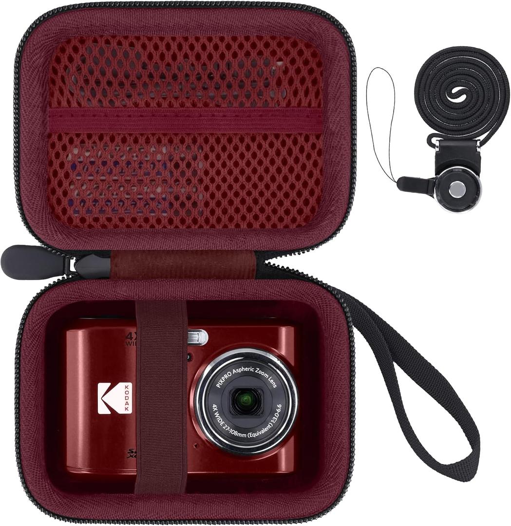 for KODAK PIXPRO Friendly Zoom FZ55/FZ45/FZ43 16MP Digital Camera Hard Carrying Storage Case(Only Red Case)