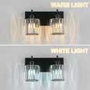 Black Crystal Bathroom Vanity Lights, Modern 2-Lights Bathroom Lighting Fixtures Over Mirror, Crystal Wall Lighting with Round Shade