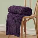 Aormenzy Cable Knit Throw Blankets 60 x 80 Inches, Soft Cozy and Lightweight Knitted Blanket, Machine Washable Acrylic Blanket, Decorative Throw Blanket for Couch Sofa Bed, Dark Purple